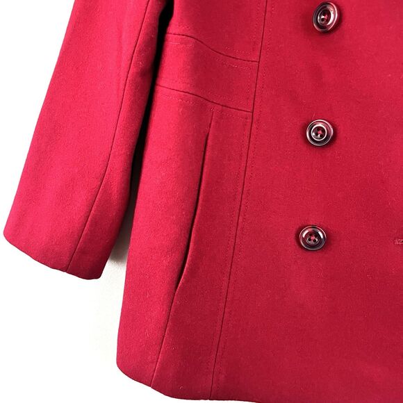 London Fog Gorgeous Red Wool Blend Satin Lined Pea Coat Gilmore Girls - Size XL - Picture 4 of 10